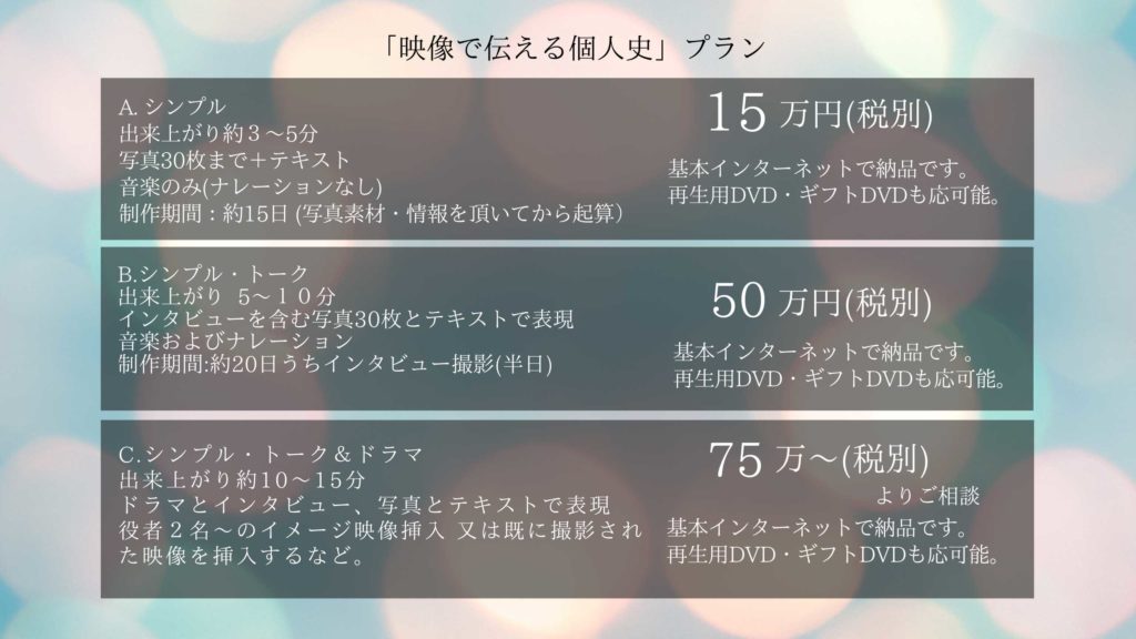 「映像で伝える個人史」プラン